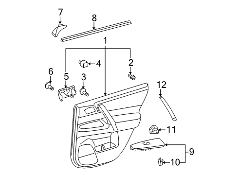 2010 Toyota Highlander Interior Trim - Rear Door Diagram