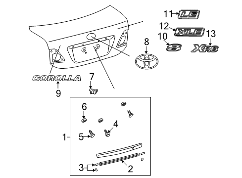 2010 Toyota Corolla Luggage Compartment Door Plate, No.4 Diagram for 75444-12B20