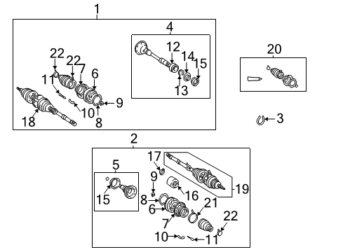 2002 Toyota Highlander Shaft Assembly, Front Cv Axle, Right Diagram for 43410-28051