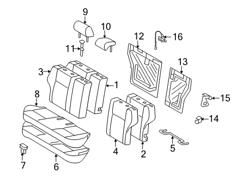 2012 Toyota Corolla Rear Seat Components Diagram 2 - Thumbnail