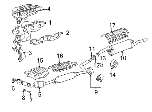 2005 Toyota Echo Exhaust Components, Exhaust Manifold Diagram