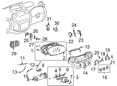 2002 Toyota Echo Cluster & Switches, Instrument Panel Diagram 2 - Thumbnail