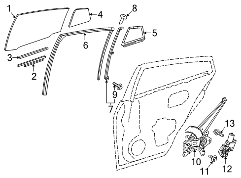 2022 Toyota Prius AWD-e Front Door Glass & Hardware Diagram 2 - Thumbnail