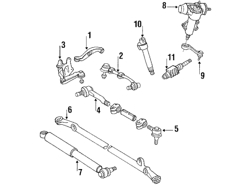 1986 Toyota Pickup P/S Pump & Hoses, Steering Gear & Linkage Diagram