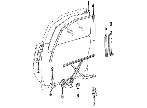 1994 Toyota Previa Front Door, Body Diagram 1 - Thumbnail