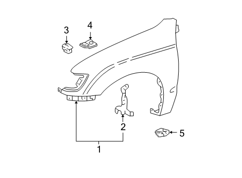 2004 Toyota Tacoma Fender Sub-Assy, Front RH Diagram for 53801-04050