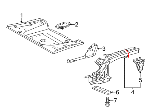 2014 Scion iQ Rear Body - Floor & Rails Diagram