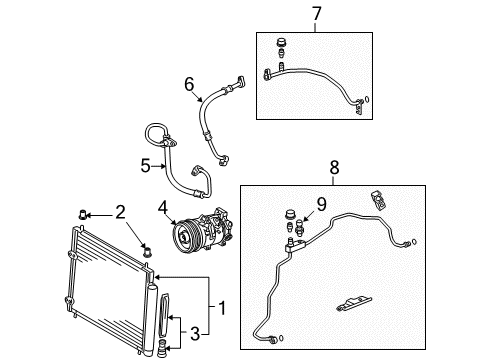 2012 Toyota Corolla A/C Condenser, Compressor & Lines Diagram