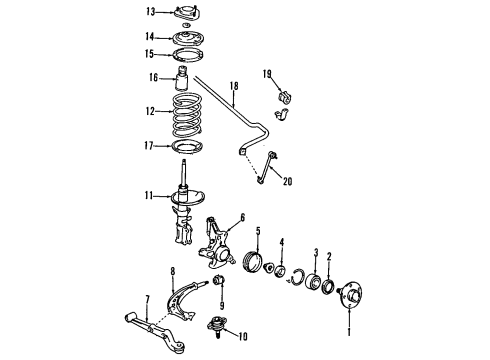 1991 Toyota Previa Front Suspension, Control Arm, Stabilizer Bar Diagram 4 - Thumbnail