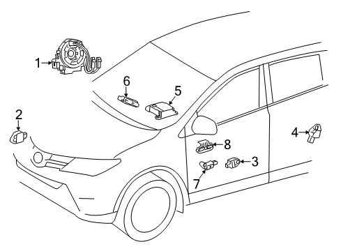 2018 Toyota RAV4 Clock Spring Spiral Cable Sub-Assembly W/Sensor Diagram for 84307-0R070