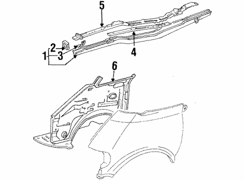 1991 Toyota Previa Structural Components & Rails Diagram