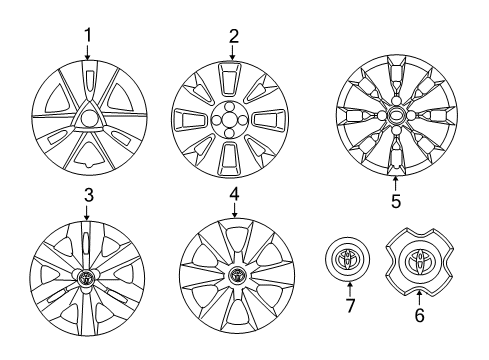 2010 Toyota Yaris Wheel Covers & Trim Diagram