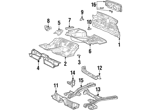 1992 Toyota Celica Member Sub-Assy, Rear Floor Side, LH Diagram for 57602-20330