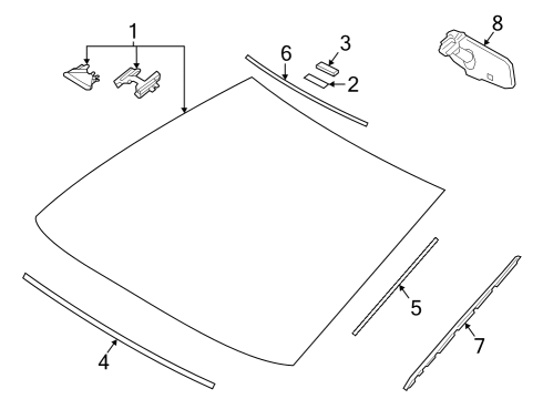 2023 Toyota Crown Glass - Windshield Diagram