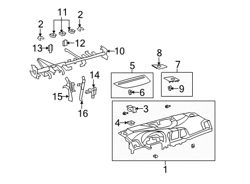 2015 Toyota Venza Cluster & Switches, Instrument Panel Diagram 1 - Thumbnail