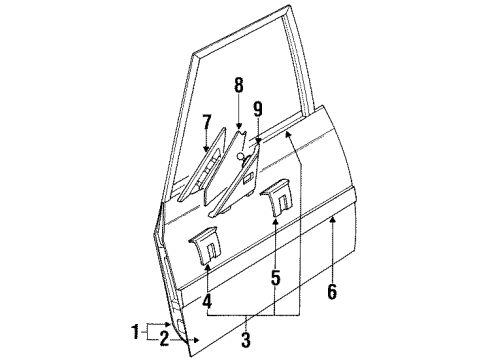 1989 Toyota Corolla Body Side Molding, Outside Passenger Side Diagram for 75731-12860