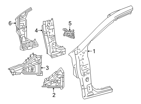 2022 Toyota Corolla Hinge Pillar Reinforcement Bracket, Driver Side Diagram for 61166-02021