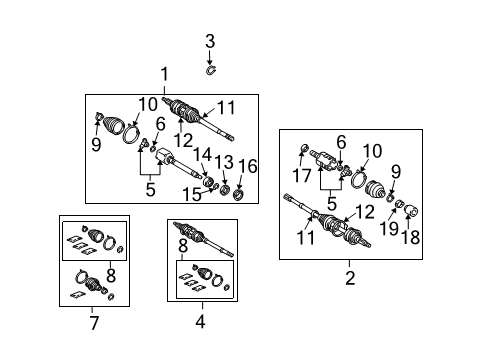 2006 Toyota Highlander Drive Axles - Front Diagram