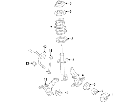 2005 Toyota Corolla Front Suspension Components, Lower Control Arm, Stabilizer Bar Diagram