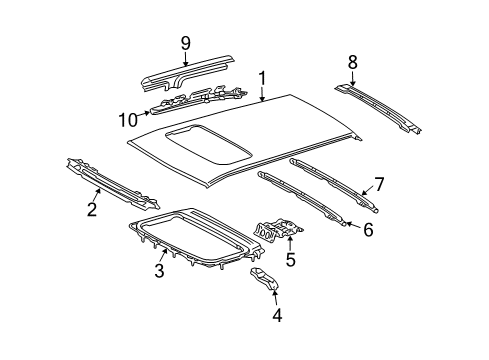 2006 Toyota Highlander Panel, Windshield Header, Inner Diagram for 63102-48903