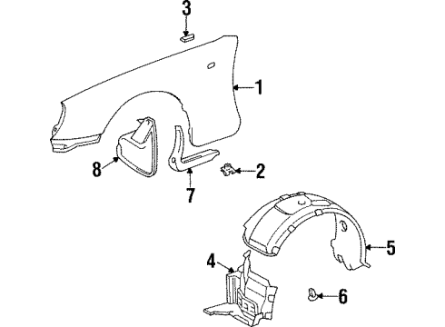 1995 Toyota Supra Fender Sub-Assy, Front LH Diagram for 53802-14860