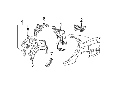 2012 Toyota Avalon Inner Structure - Quarter Panel Diagram