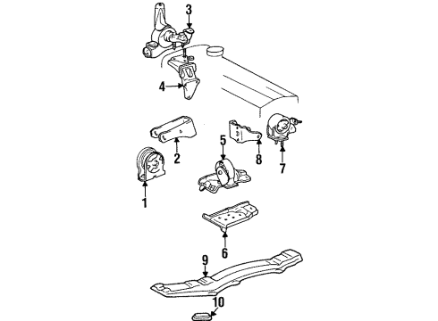 1994 Toyota Celica Engine & Trans Mounting Diagram 1 - Thumbnail