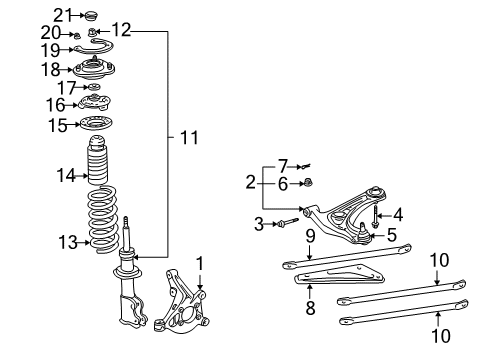 2001 Toyota MR2 Spyder Brace, Front Suspension Lower To Cross Member, RH Diagram for 53687-17020