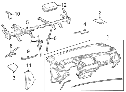 2023 Toyota Prius Cluster & Switches, Instrument Panel Diagram