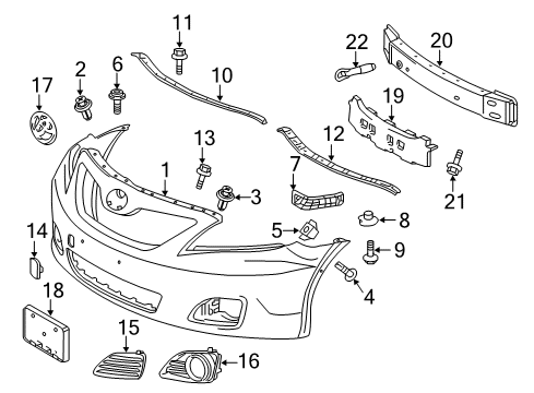 2010 Toyota Camry Bracket, Front Bumper Extension Mounting Diagram for 52114-06080