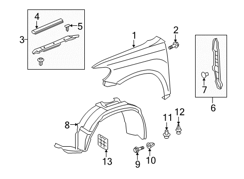 2008 Toyota Highlander Fender & Components Diagram