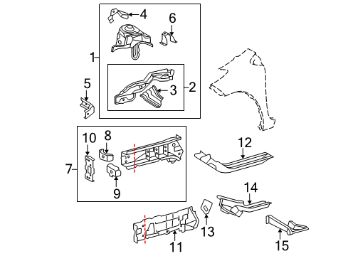 2008 Toyota Yaris Structural Components & Rails Diagram