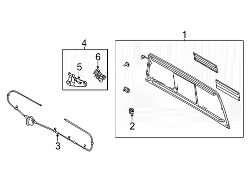 2024 Toyota Tundra Glass & Hardware - Back Glass Diagram