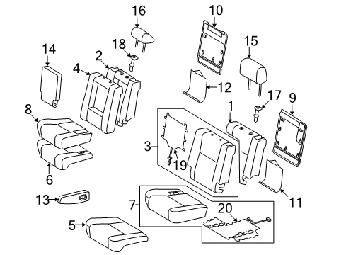 2019 Toyota Sequoia Pad, Rear Seat Cushion, LH Diagram for 71612-0C110