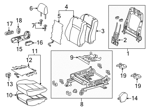 2015 Toyota Camry Frame Sub-Assembly, Front Seat Diagram for 71103-06010