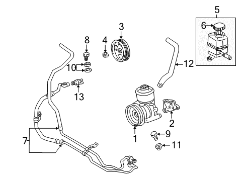 1999 Toyota Land Cruiser Power Steering Pressure Hose, Front Diagram for 44410-60510