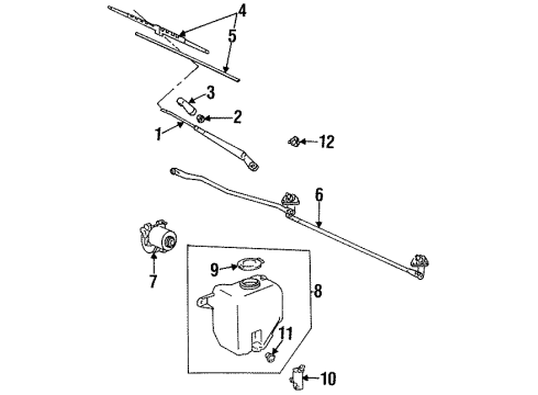 1995 Toyota Land Cruiser Cover, Windshield Wiper Arm Diagram for 85292-60020