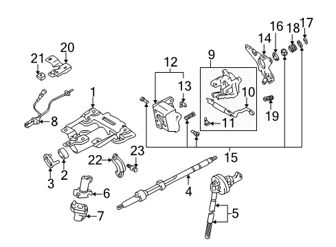 2000 Toyota Tundra Support, Tilt Steering Housing Diagram for 45859-07010