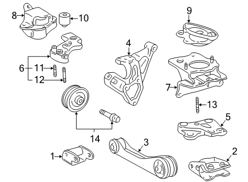 2001 Toyota Prius Rod, Engine Moving Control Diagram for 12363-21020