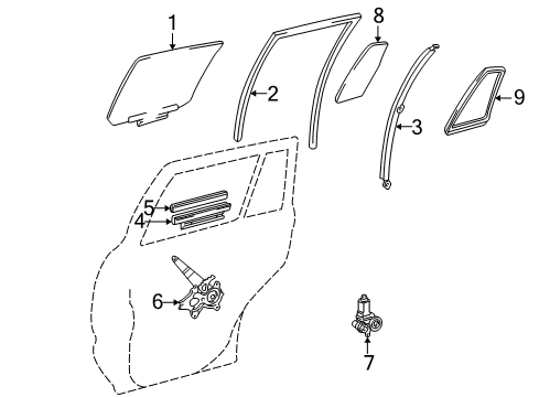 2001 Toyota Highlander Channel Sub-Assy, Rear Door Glass, LH Diagram for 69906-48020