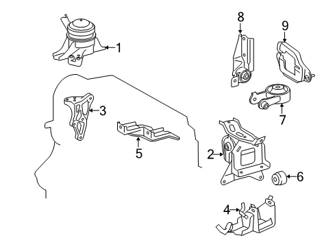 2017 Toyota Yaris Engine & Trans Mounting Diagram