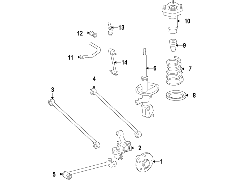 2014 Toyota Camry Rear Suspension Components, Stabilizer Bar Diagram