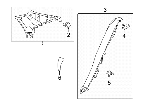 2019 Toyota Prius Prime Interior Trim - Quarter Panels Diagram