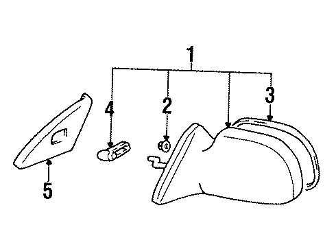 1997 Toyota Paseo Driver Side Mirror Assembly Outside Rear View Diagram for 87940-1G030