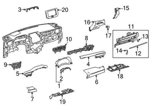 2021 Toyota Venza Panel, INSTR Cluster Diagram for 55422-48150