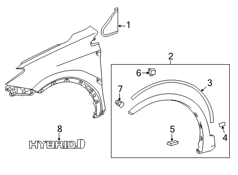 2018 Toyota RAV4 Pad, Front Wheel Opening Diagram for 53853-0R020