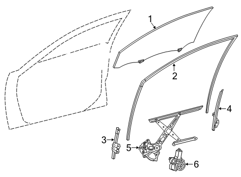 2017 Toyota Camry Run, Front Door Glass Diagram for 68141-06160