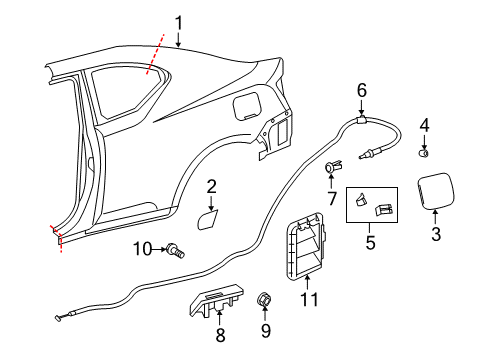 2012 Scion tC Cable Sub-Assembly, Fuel Diagram for 77035-21060