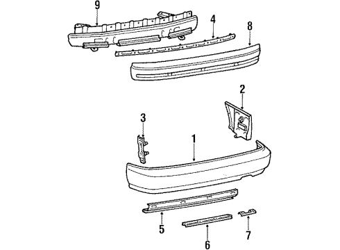 1988 Toyota Celica Reinforcement Sub-Assembly, Rear Bumper Diagram for 52023-20261