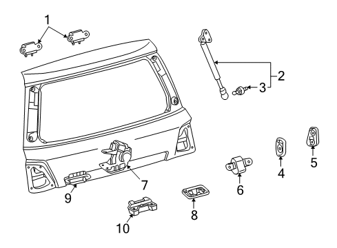 2008 Toyota Land Cruiser Lift Gate - Lock & Hardware Diagram